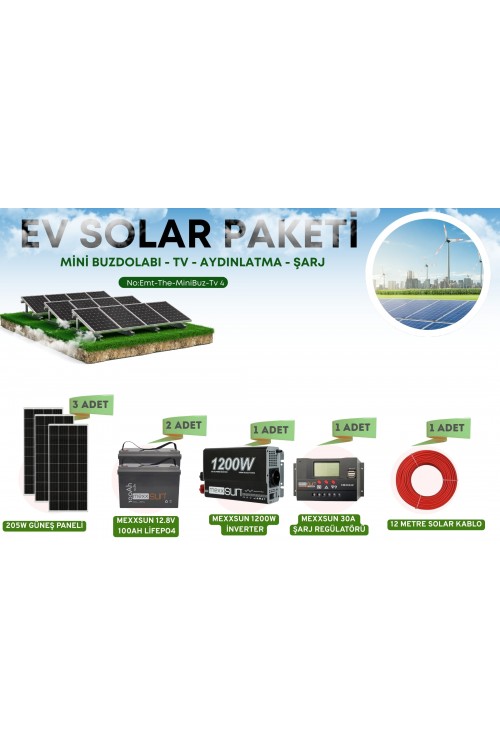 Güneş Enerji Paketi Yaz Kış Kullanım LiFePO4 Solar Paket